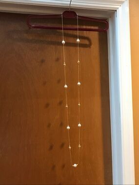 Gold Pearl Station Long Necklace - Women Jewelry